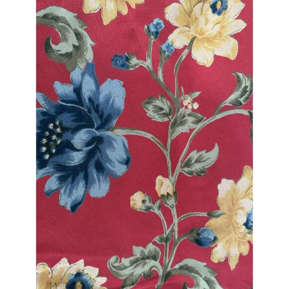 April Cornell Red Multi-Color Floral Print 80" Round Tablecloth 100% Cotton - Picture 3 of 5